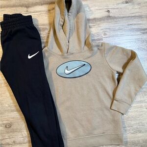 Nike Kids Black Joggers with Tan Hoodie